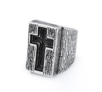 PAMTIER Cross Anelli per Uomini Acciaio Inossidabile Personalised Hip Hop Statement Vintage Punk Simple Grande Massiccio Gioielli Colore Retro Taglia 27