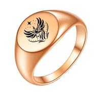 PAMTIER Fenice Anelli per Donne Uomini 5 Misura 4 Argento Rosa Oro Placcato Acciaio Inossidabile Personalizzato Dichiarazione Cerchio Sigillo Fede Charm Fascia Gioielli Oro Rosa Taglia 22