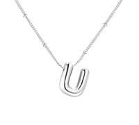 PAMTIER Initial Bubble Collane per Donne A-Z Lettera Nome Oro Placcato Acciaio Inossidabile Massiccio Ciondolo Personalizzato Dichiarazione Delicato Alfabeto Charm Gioielli Argento Lettera U