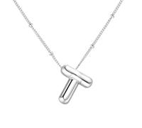 PAMTIER Initial Bubble Collane per Donne A-Z Lettera Nome Oro Placcato Acciaio Inossidabile Massiccio Ciondolo Personalizzato Dichiarazione Delicato Alfabeto Charm Gioielli Argento Lettera T