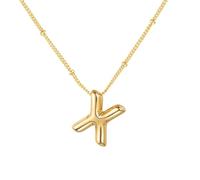 PAMTIER Initial Bubble Collane per Donne A-Z Lettera Nome Oro Placcato Acciaio Inossidabile Massiccio Ciondolo Personalizzato Dichiarazione Delicato Alfabeto Charm Gioielli Oro Lettera X