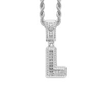 PAMTIER Initial Collane per Donne A-Z Ciondolo Gold/Silver Plated Cubic Zirconia Acciaio Inossidabile Catena Chunky Delicate Alfabeto Catena Vintage Lettera Gioielli Argento Lettera L