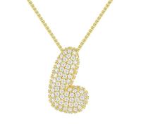PAMTIER Initial Collane per Donne A-Z Ciondolo Gold/Silver Plated Cubic Zirconia Acciaio Inossidabile Catena Massiccia Delicate Alfabeto Catena Lettera Gioielli Oro Lettera L