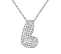 PAMTIER Initial Collane per Donne A-Z Ciondolo Gold/Silver Plated Cubic Zirconia Acciaio Inossidabile Catena Massiccia Delicate Alfabeto Catena Lettera Gioielli Argento Lettera L