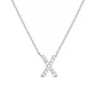 PAMTIER Initial Collane per Donne A-Z Lettera Nome Oro Placcato Acciaio Inossidabile Zirconia Cubica Ciondolo Personalizzato Dichiarazione Delicato Piccolo Alfabeto Charm Gioielli Argento Lettera X