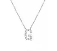 PAMTIER Initial Collane per Donne A-Z Lettera Nome Oro Placcato Acciaio Inossidabile Zirconia Cubica Ciondolo Personalizzato Dichiarazione Delicato Piccolo Alfabeto Charm Gioielli Argento Lettera G