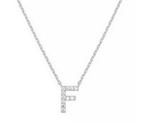 PAMTIER Initial Collane per Donne A-Z Lettera Nome Oro Placcato Acciaio Inossidabile Zirconia Cubica Ciondolo Personalizzato Dichiarazione Delicato Piccolo Alfabeto Charm Gioielli Argento Lettera F