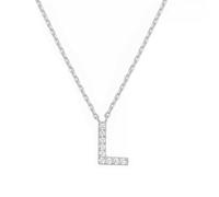 PAMTIER Initial Collane per Donne A-Z Lettera Nome Oro Placcato Acciaio Inossidabile Zirconia Cubica Ciondolo Personalizzato Dichiarazione Delicato Piccolo Alfabeto Charm Gioielli Argento Lettera L