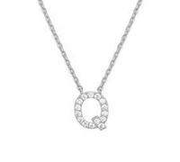 PAMTIER Initial Collane per Donne A-Z Lettera Nome Oro Placcato Acciaio Inossidabile Zirconia Cubica Ciondolo Personalizzato Dichiarazione Delicato Piccolo Alfabeto Charm Gioielli Argento Lettera Q