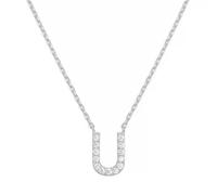 PAMTIER Initial Collane per Donne A-Z Lettera Nome Oro Placcato Acciaio Inossidabile Zirconia Cubica Ciondolo Personalizzato Dichiarazione Delicato Piccolo Alfabeto Charm Gioielli Argento Lettera U