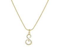 PAMTIER Initial Letter Collane per Donne A-Z Oro Placcato Acciaio Inossidabile Zirconia Cubica Piccolo Personalizzato Dichiarazione Delicato Alfabeto Charm Elegante Nome Gioielli Oro Lettera S