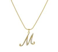 PAMTIER Initial Letter Collane per Donne A-Z Oro Placcato Acciaio Inossidabile Zirconia Cubica Piccolo Personalizzato Dichiarazione Delicato Alfabeto Charm Elegante Nome Gioielli Oro Lettera M