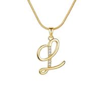 PAMTIER Initial Letter Collane per Donne A-Z Oro Placcato Acciaio Inossidabile Zirconia Cubica Piccolo Personalizzato Dichiarazione Delicato Alfabeto Charm Elegante Nome Gioielli Oro Lettera L