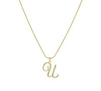 PAMTIER Initial Letter Collane per Donne A-Z Oro Placcato Acciaio Inossidabile Zirconia Cubica Piccolo Personalizzato Dichiarazione Delicato Alfabeto Charm Elegante Nome Gioielli Oro Lettera U