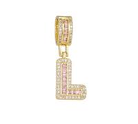 PAMTIER Initial Rosa Collane per Donne A-Z Ciondolo Cubic Zirconia Acciaio Inossidabile Catena Delicate Alfabeto Catena Vintage Lettera Gioielli Oro Lettera L