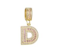 PAMTIER Initial Rosa Collane per Donne A-Z Ciondolo Cubic Zirconia Acciaio Inossidabile Catena Delicate Alfabeto Catena Vintage Lettera Gioielli Oro Lettera D