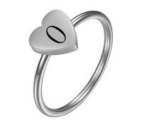 PAMTIER Iniziale Anelli per Donne Cuore Lettera A-Z Argento Oro Placcato Acciaio Inossidabile Delicato Alfabeto Lettera K Carino Dichiarazione Semplice Gioielli Argento O Taglia 22