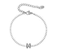 PAMTIER Iniziale Bracciali per Donne Lettera A-Z Nome Zirconia Cubica Acciaio Inossidabile Argento Oro Placcato Charm Personalizzato Delicato Polsiera Capitale Monogramma Gioielli Argento H