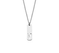 PAMTIER Iniziale Collana per Uomini A-Z Ciondolo Acciaio Inossidabile Quadrato Delicato Personalizzato Dichiarazione Alfabeto Catena Semplice Cool Lettera Gioielli Argento Lettera M