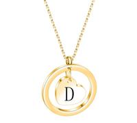PAMTIER Iniziale Collane per Donne Uomini Lettera C Ciondolo A-Z Oro Placcato Acciaio Inossidabile Catena Delicato Alfabeto K Carino Dichiarazione Semplice Colorato Gioielli Oro Lettera D