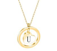 PAMTIER Iniziale Collane per Donne Uomini Lettera C Ciondolo A-Z Oro Placcato Acciaio Inossidabile Catena Delicato Alfabeto K Carino Dichiarazione Semplice Colorato Gioielli Oro Lettera U