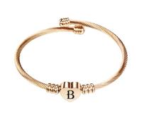 PAMTIER Iniziale Cuore Bracciali per Donne Aperto Lettera Alfabeto Argento Rosa Oro Placcato Acciaio Inossidabile Colorato Personalizzato Dichiarazione Nome Charm Semplice Gioielli Oro Rosa B