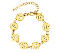PAMTIER Lettera Bracciali per Donne Disco Iniziale A-Z Carino Nome Acciaio Inossidabile Charm Personalizzato Delicato Semplice Polsiera Capitale Monogramma Gioielli Oro S