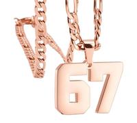 PAMTIER Numero 67 Collana per Uomini Donne Nero Argento Rosa Oro Placcato Digitale Ciondolo Acciaio Inossidabile Catena Dichiarazione Semplice Personalizzato Cool Gioielli Oro Rosa