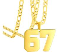 PAMTIER Numero 67 Collana per Uomini Donne Nero Argento Rosa Oro Placcato Digitale Ciondolo Acciaio Inossidabile Catena Dichiarazione Semplice Personalizzato Cool Gioielli Oro