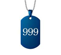 PAMTIER Numero Angelo Collana per Uomini 000 111 222 333 444 555 666 777 888 999 Catena Semplice Cool Acciaio Inossidabile Delicato Nero Blu Ciondolo Personalizzato Gioielli Blu Numero 999