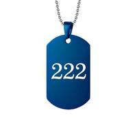 PAMTIER Numero Angelo Collana per Uomini 000 111 222 333 444 555 666 777 888 999 Catena Semplice Cool Acciaio Inossidabile Delicato Nero Blu Ciondolo Personalizzato Gioielli Blu Numero 222