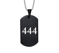 PAMTIER Numero Angelo Collana per Uomini 000 111 222 333 444 555 666 777 888 999 Catena Semplice Cool Acciaio Inossidabile Delicato Nero Blu Ciondolo Personalizzato Gioielli Nero Numero 444