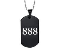 PAMTIER Numero Angelo Collana per Uomini 000 111 222 333 444 555 666 777 888 999 Catena Semplice Cool Acciaio Inossidabile Delicato Nero Blu Ciondolo Personalizzato Gioielli Nero Numero 888