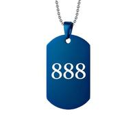 PAMTIER Numero Angelo Collana per Uomini 000 111 222 333 444 555 666 777 888 999 Catena Semplice Cool Acciaio Inossidabile Delicato Nero Blu Ciondolo Personalizzato Gioielli Blu Numero 888