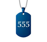 PAMTIER Numero Angelo Collana per Uomini 000 111 222 333 444 555 666 777 888 999 Catena Semplice Cool Acciaio Inossidabile Delicato Nero Blu Ciondolo Personalizzato Gioielli Blu Numero 555