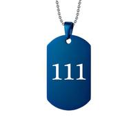 PAMTIER Numero Angelo Collana per Uomini 000 111 222 333 444 555 666 777 888 999 Catena Semplice Cool Acciaio Inossidabile Delicato Nero Blu Ciondolo Personalizzato Gioielli Blu Numero 111