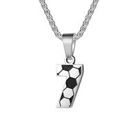 PAMTIER Numero Collana per Uomini Calciatore Calcio Digitale 00-99 Acciaio Inossidabile Catena Dichiarazione Semplice 67 Ciondolo Personalizzato Gioielli Number 7