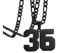 PAMTIER Numero Collana per Uomini Donne Nero Catena 00-99 Ciondolo Acciaio Inossidabile Delicato Atleti Digitale 67 Dichiarazione Personalizzato Semplice Gioielli Nero Number 36