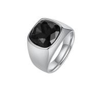 PAMTIER Pietra Preziosa Anelli per Uomini Donne Nero Verde Zirconia Cubica Acciaio Inossidabile Colorato Argento Oro Placcato Personalizzato Gioielli Argento-Nero Taglia 25