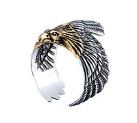 PAMTIER Uomo Acciaio Inossidabile Annata Volante Aquila Anello Banda Falco Animale Progettare Argento Oro Taglia 17