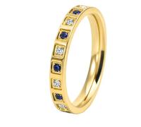 PAMTIER Zirconia Cubica Anelli per Donne Uomini Coppie 3mm Gemma Abbinamento Banda Argento Rosa Oro Placcato Acciaio Inossidabile Delicati Regali Promessa Gioielli Da Sposa Oro Misura 17