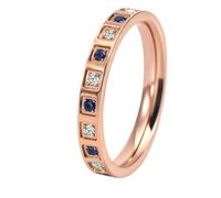 PAMTIER Zirconia Cubica Anelli per Donne Uomini Coppie 3mm Gemma Abbinamento Banda Argento Rosa Oro Placcato Acciaio Inossidabile Delicati Regali Promessa Gioielli Da Sposa Oro Rosa Misura 12