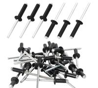 Pamtns 100 Pezzi Rivetti in Alluminio con Testa Larga Rivetti Ciechi in Alluminio Neri Rivetti Pop Ciechi Rivetti a Testa Bombata Rivetti a Strappo Neri per Metallo Legno Plastica 4.8mm x 13mm
