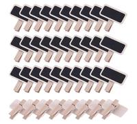 Pamtns 50 Pezzi Mini Lavagna Nero Legno Messaggio Rettangolo Ardesia a Clip Mini Lavagna Decorativa con Clip Piccola Memo Board In Legno Lavagnette Segnaposto Etichetta Prezzo Foto Tag Decorazione