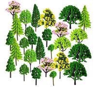 Pamtns 55 Pezzi Alberi Modello Misto Plastica Piante Artificiale Alberi Modello Alberi in Miniatura Misto Treno Alberi Verde Albero del Diorama Plastic Mini Alberi Modello per Paesaggio DIY
