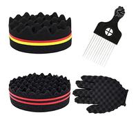 Pamtns Spugna per Capelli Afro 4 Pezzi Spazzola Capelli Ricci Magic Twist Spugna Spazzola per Capelli Ricci in Spugna Magic Curl Sponge Brush e Spugna Guanti Ricci Strumento per la Cura Dei Capelli