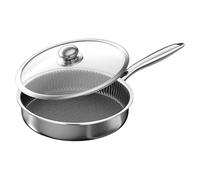 Pan da friggere senza bastone, padella antiaderente con coperchio - Scratch-Resistant & Durable Skillet | Padella compatibile ad induzione | Vaso antiaderente per friggere per casa, appartamento, cam