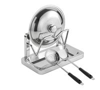 Pan Lid Organizer - Stainless Spoon Rest for Kitchen | 304 Stainless Steel with Removable Drip Tray, Single, Double and Three Layer Options for Spatula Baking for Pantry, Counter Restaurant