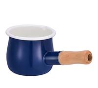 Pan per smalto da latte, mini burro warmer - Casseruola smaltata 10 cm Pan va con manico in legno, misura perfetta per riscaldare porzioni liquide più piccole (blu)…