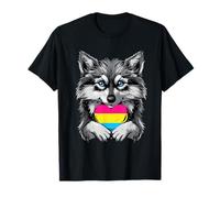 Pan Pride LGBTQ - Bandiera pansessuale con cuore e lupo Maglietta